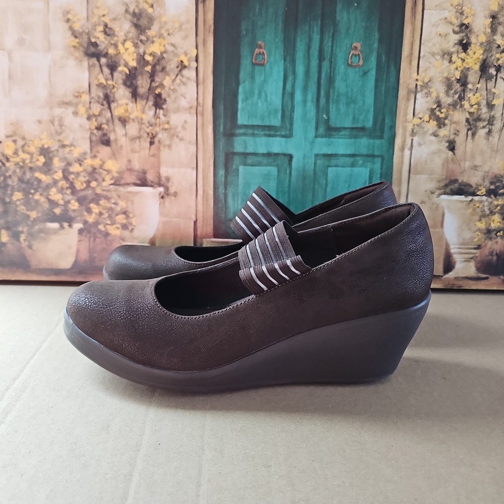 Skechers Rumblers Odyssey Chocolate Mary Jane Wedge Shoes 44798 Women Sz 11 M